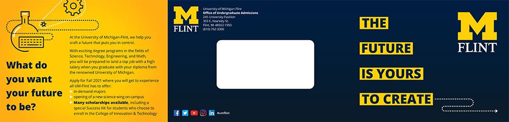 University of Michigan-Flint College of Innovation and Technology Event Mailer, side one.