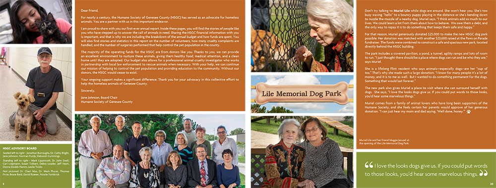 Humane Society of Genesee County Annual Report spread
