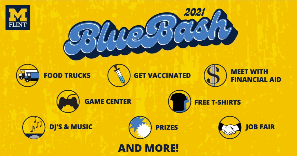 Blue Bash 2021 University of Michigan-Flint Social Graphic