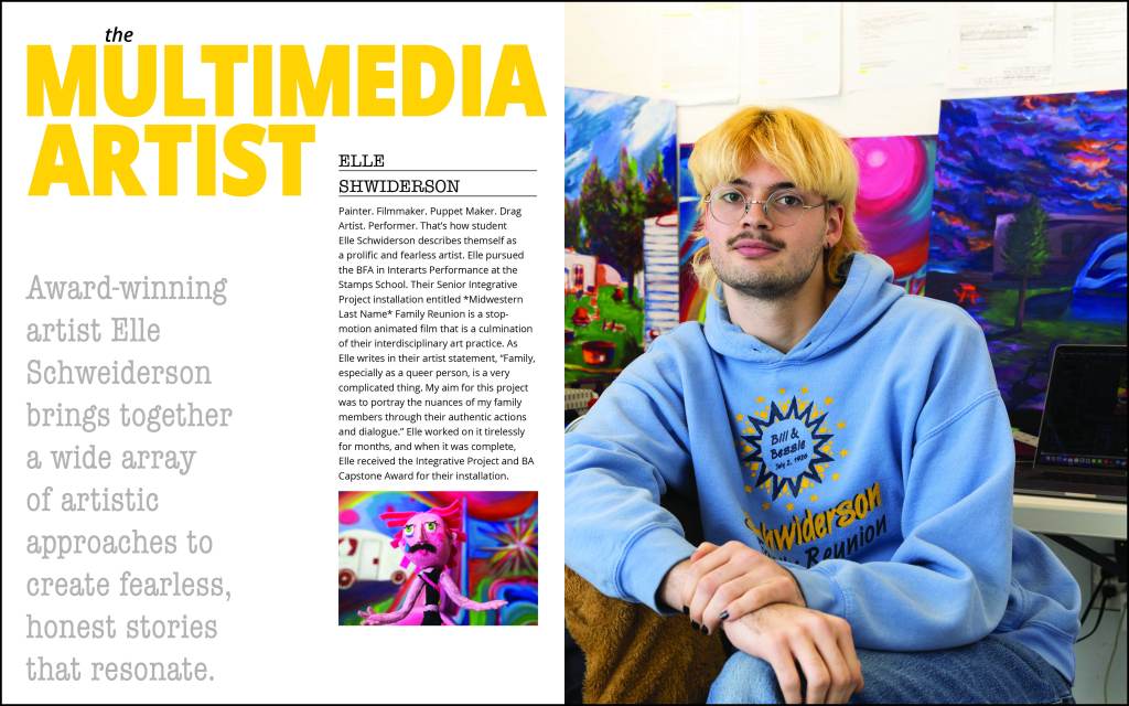 This is a two-page spread created for undergraduate recruitment purposes at the Penny W. Stamps School of Art & Design.