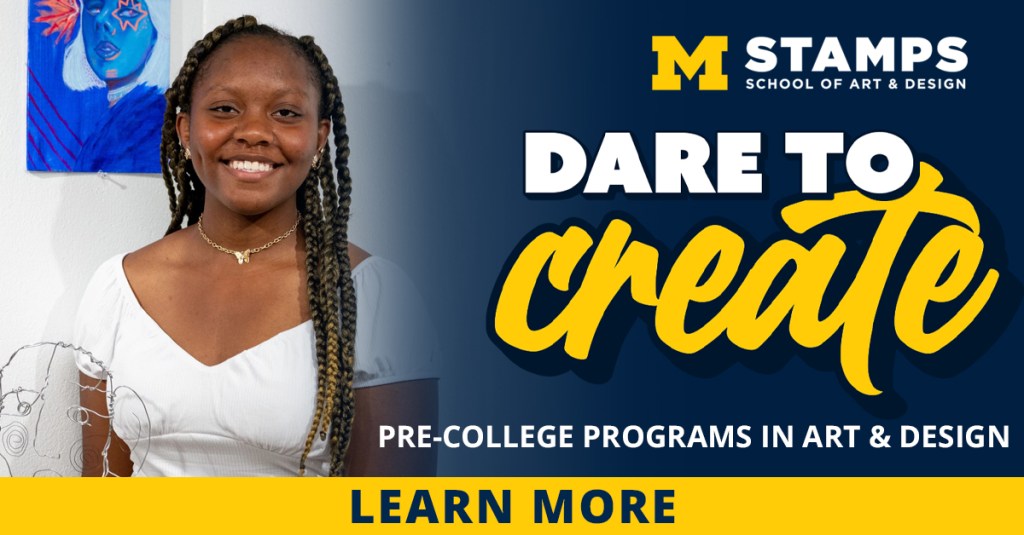 Digitial ad titled Dare to Create. This ad was created for the Stamps Pre-College program.
